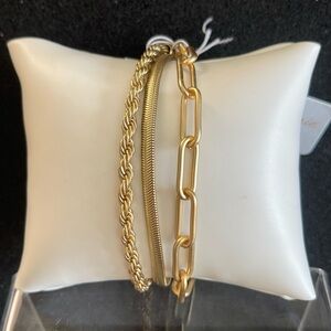 3 strand gold link chain bracelet
